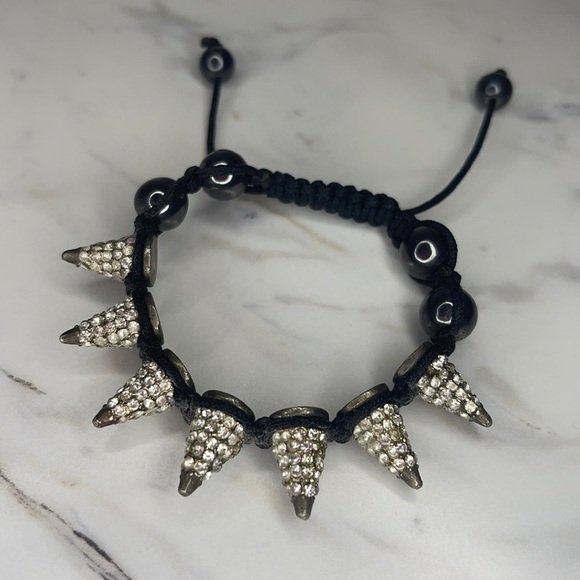 Spiked Shambhala Beaded Bracelet - Silver - Picture 1 of 4